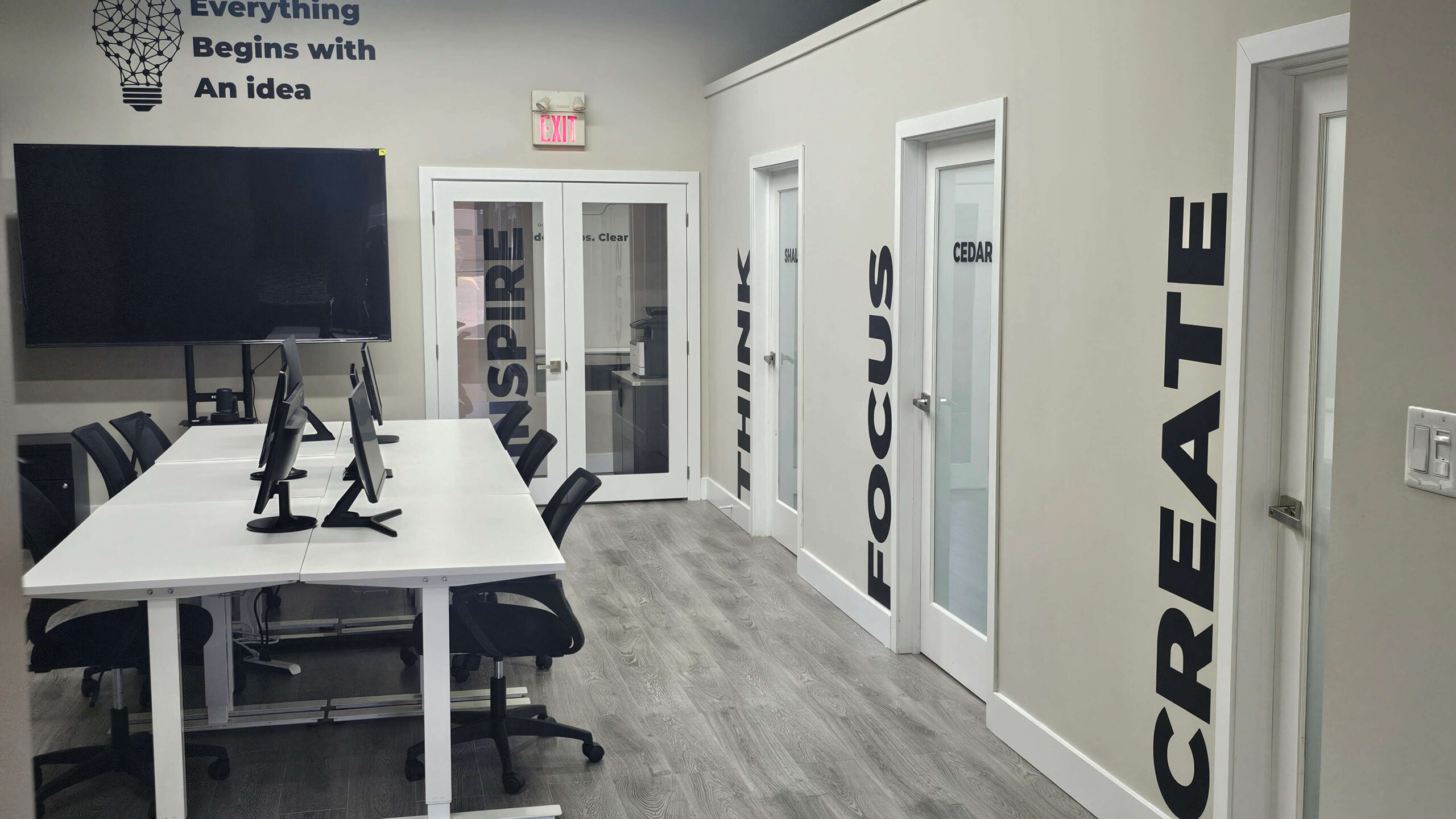 Modern coworking office space with natural light